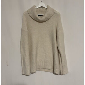 Banana Republic Sweater Large Womens Cream Cowl Neck Poly Wool Alpaca Relaxed